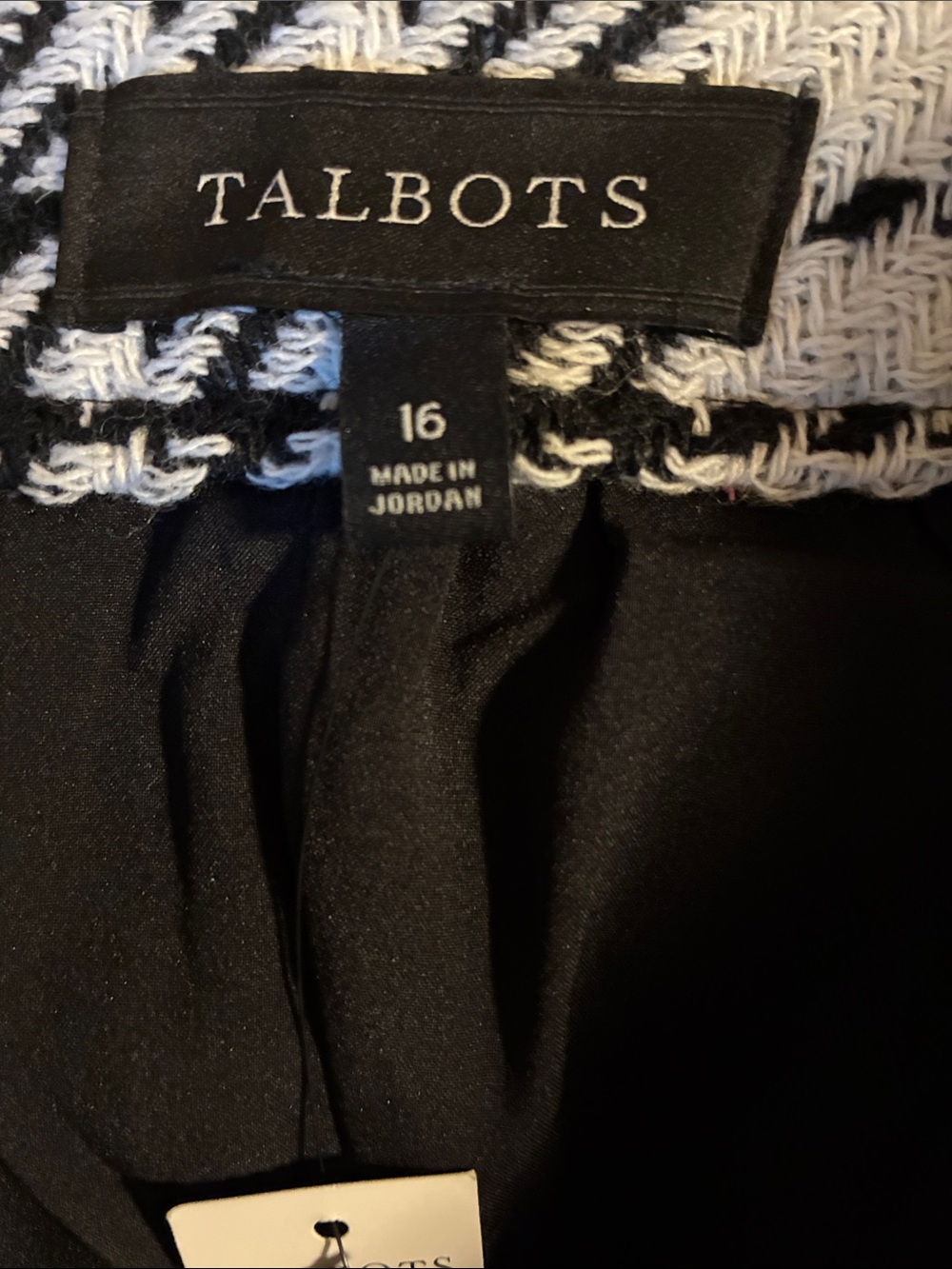 Talbots Black and White Twill Plaid Pencil Skirt Size 16 - Picture 3 of 8